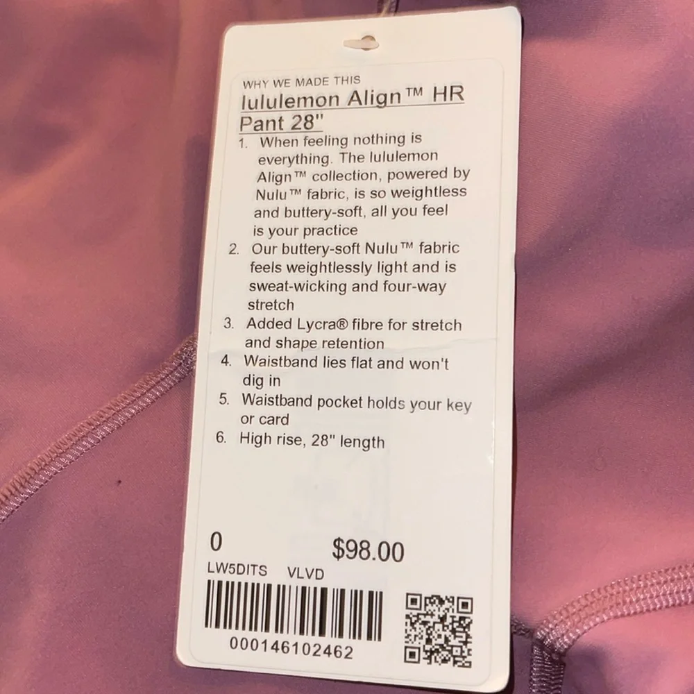 NWT Lululemon Align High Rise Pant 28" - Picture 2 of 5